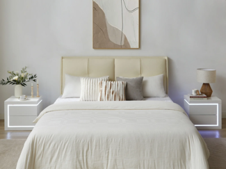 Vente-unique - 2er-Set Nachttische mit 2 Schubladen & LED-Beleuchtung - Weiß lackiert - FLARANCIA