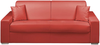 Vente-unique - Schlafsofa 4-Sitzer - Liegefläche mit Lattenrost mit breiten Latten: 160 cm - Matratze: 18 cm - Kunstleder - Rot - EMIR