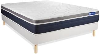 Actiflex confort Matratze 130x210 cm + Bettgestell mit Lattenrost, Härtegrad 3, Taschenfederkern und Memory-Schaum, Höhe : 26