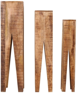 Blumenhocker 3er-Set Mango massiv Natur