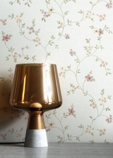 Newroom Vliestapete, Orange Tapete Floral Blumen - Vintage Blumentapete Rosa Weiß Romantisch 3D Optik Blätter Blüten für Schlafzimmer Wohnzimmer Küche, Vintage, Blumentapete