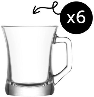 LAV Gläser-Set Zen+ Tassen, 6-tlg, Glas, 6er-Set, 210ml, ideal für Tee, Kaffee, Latte Macchiato