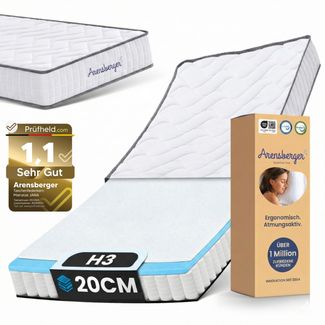 Arensberger JANA Federkernmatratze - 20cm Höhe - Matratze mit Schaumstoff Schicht - H3 Mittelfest – 7 Zonen - Federkern - Liegekomfort 160x200cm