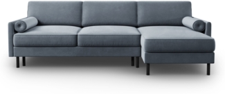 Micadoni Ecksofa Scott 5-Sitzer Samt Hellblau Rechts 140x200