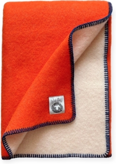 WoolOnly Doubleface Wendedecke Plaid aus norwegischer Wolle 130x200 cm, Neon Orange