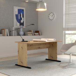 FORTE Tempra2 Schreibtisch, Holzwerkstoff, Braun, 144 x 72 x 72 cm
