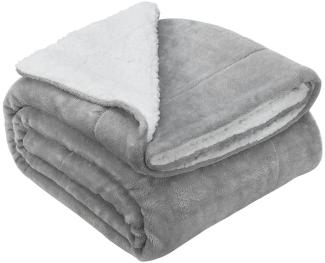 Juskys Fleecedecke, Sherpa / Fleece hellgrau, 150x200 cm