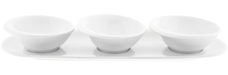 Mira 4-teiliges Snackschalen-Set mit Servierplatte, Weiß - modern & stilvoll