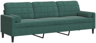 vidaXL Sofa 3-Sitzer mit Zierkissen Dunkelgrün 210 cm Samt 3278241