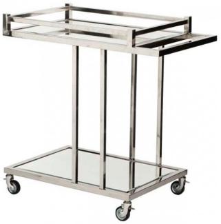 Casa Padrino Luxus Bar Trolley Servierwagen aus Edelstahl und Glas 78 x 46 x H. 79 cm - Luxus Hotel & Restaurant Einrichtung Möbel