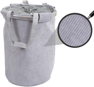 Wäschesammler HWC-C34, Laundry Wäschekorb Wäschesack Wäschebehälter mit Kordelzug, Henkel 55x39cm 65l ~ cord grau