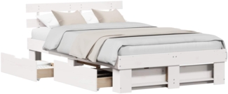 vidaXL Bettrahmen mit Kopfteil Weiß 120 x 190 cm Massives Kiefernholz 3382287