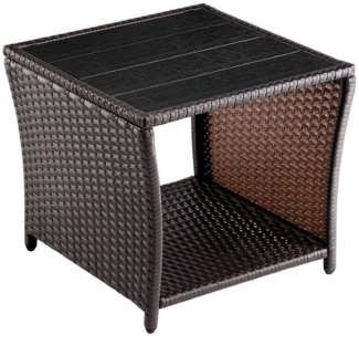 Casaria Beistelltisch (1-St), wetterfest, Polyrattan / WPC braun, 45 x 45 x 40 cm