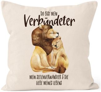 MoonWorks Dekokissen Kissen-Bezug Du bist mein Verbündeter Löwe Löwen Pärchen Liebe Spruch Geschenk Liebessprüche Kissen-Hülle Deko-Kissen MoonWorks®