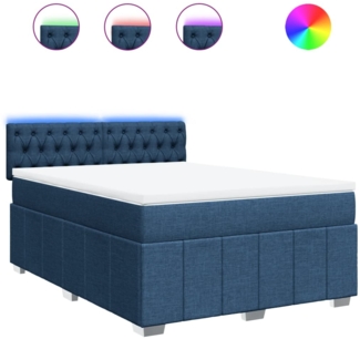 vidaXL Boxspringbett mit Matratze Blau 140x200 cm Stoff 3289404