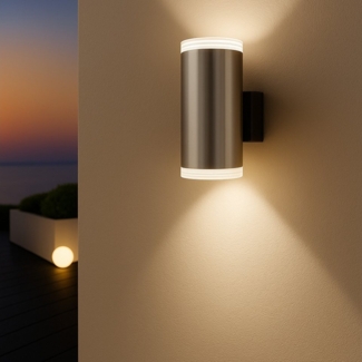 MeLiTec Wandleuchte LED Wand-Außenleuchte 145 & 145-1, schwarz matt oder silber, Up and Down Leuchte für innen und außen, IP44, moderne LED-Wandlampe