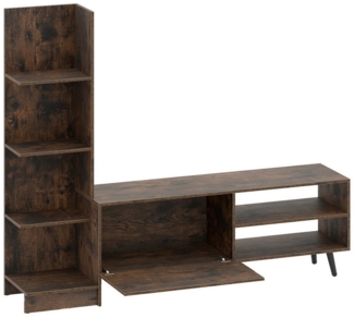 COSTWAY TV-Schrank mit Bücherregal & verstellbarem Regal Fernsehtisch 140cm