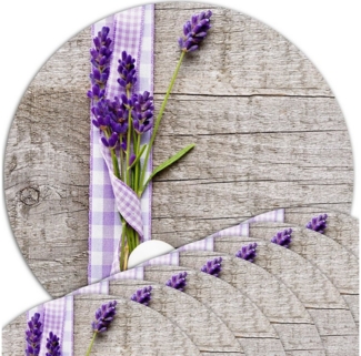 matches21 HOME & HOBBY Platzset Abwaschbare Tischsets 8er Set Lavendel Holz-Optik rund, (8-St), Platzsets als Tisch-Untersetzer und Tisch-Deko für Esstisch Teller
