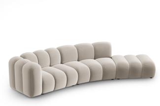 Micadoni Modulares Sofa Lupine 5-Sitzer Rechts Samtstoff Beige