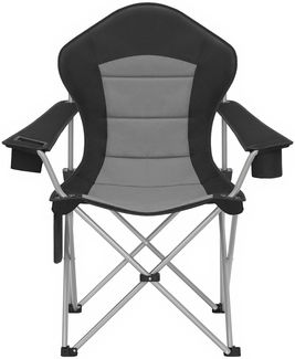 SONGMICS Faltbarer Outdoor-Stuhl, breiter Sitz, hohe Rückenlehne, Getränkehalter, Organizer, tragbar, schwarz-grau