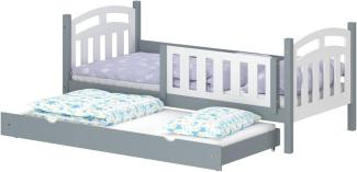 WNM Group Kinderbett Ausziehbar Suzie - aus Massivholz - Ausziehbett fr Mdchen und Jungen - Hohe Qualitt Bett mit Rausfallschutz fr Kinder 200x90 / 190x90 cm - Grau