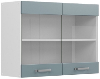 Küchenglasschrank R-Line Blau-Grau 80 cm Vicco