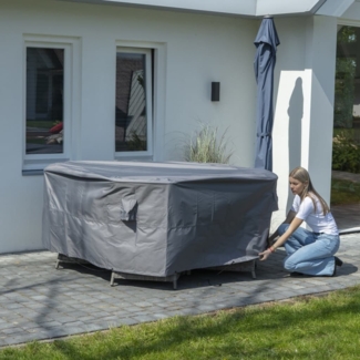 Madison Gartenmöbel-Abdeckung, rund, Ripstop-Polyester grau, Ø 320x85 cm