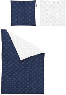 Irisette Mako-Satin Bettwäsche Set Jessica 8256 blau 155 x 220 cm + 1 x Kissenbezug 80 x 80 cm