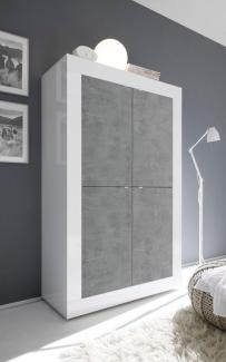 Highboard 'BASIC', weiß Hochglanz, lack, Beton, 102 cm