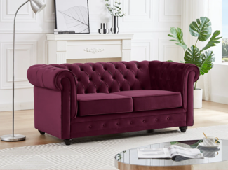 Vente-unique - Sofa 2-Sitzer - Samt - Purpur - CHESTERFIELD