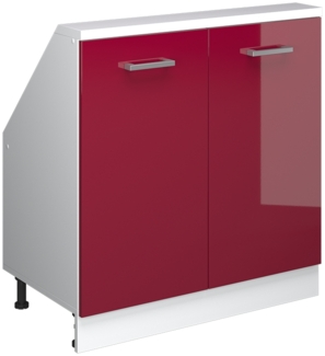 Vicco Küchenschrank für Dachschrägen Rot Hochglanz/Weiß 80 cm mit 2 Türen, R-Line