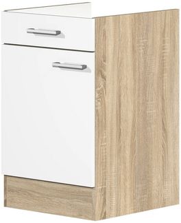 Flex-Well Unterschrank Küchenunterschrank 50 cm ohne AP - Weiß Sonoma Eiche – Salerno
