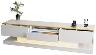 Fanttik TV-Schrank TV-Lowboards TV Schrank Fernsehschrank TV-Tisch (Moderner TV-Schrank,mit farbwechselnden LED-Leuchten) mit drei Schubladen und einem offenen Fach - Hochglanz TV-Schrank