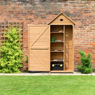 Holz Gartenschrank Gerätehaus Geräteschuppen Geräteschrank 70 x 36 x 177 cm