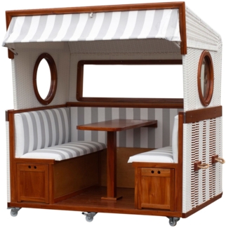 Gosch-Lounge Strandkorb 6-Sitzer Mahagoni - PE weiß - Modell 989