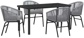 vidaXL Garten Essgruppe 5 pcs Anthrazit Pulverbeschichteter Stahl 3379361