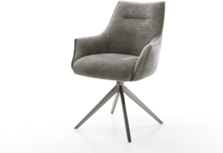 Drehstuhl Alja-Flex mit Armlehnen Bouclé Soft Schlamm Kreuzgestell breit Graphit 360° drehbar Wippfunktion Taschenfederkern