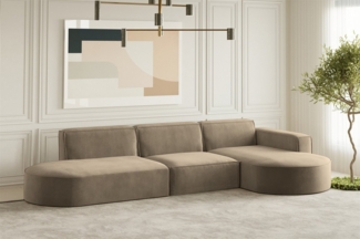 Ecksofa Designersofa PALMA in Stoff Noel Braun Ottomane Rechts