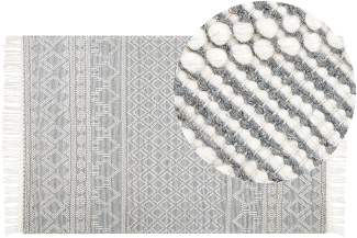 Teppich Wolle beige grau 160 x 230 cm geometrisches Muster SOLHAN