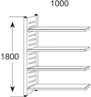 Kerkmann Design-Regal M2 Regalfeld BXHxT 1000x1800x400mm 4 Böden alusi