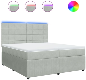 vidaXL Boxspringbett mit Matratze Hellgrau 200x200 cm Samt 3294730