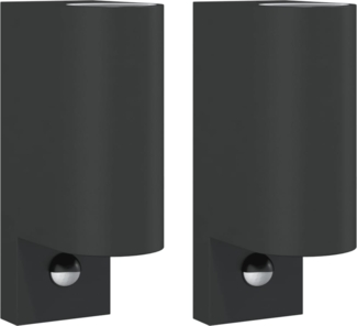 vidaXL Außenwandleuchten mit Sensor 2 Stk. Schwarz Aludruckguss 4006317