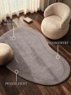 Villeroy & Boch Teppich Wollteppich Kari, rechteckig, Höhe: 17 mm, Handgewebt, Wolle, Bordüre, Einfarbig, Läufer, Wohnzimmer, Organisch