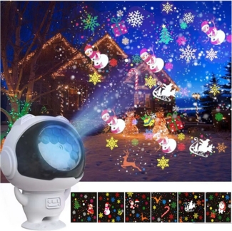 Rosnek Projektionslampe Weihnachtsprojektor, LED Astronaut Projektor Nachtlicht Schneefall, Weihnachtsbeleuchtung Dekoration Party Zimmer,Weihnachtselemente