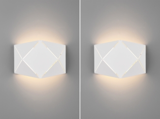 Kleine geometrische LED Wandlampen 2er SET mit Lasercut Muster, Breite 18cm