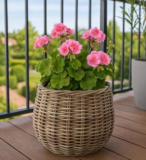 Kobolo Pflanzkübel Pflanzkorb Rattan FIORA rund mit Folie ausgeschlagen kubu grey (Stück, 1 Stück), Dm. 35 cm