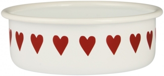 Ib Laursen - Schale Schüssel Emaille mit Herzen Weiß Rot D14cm/H5cm 0479-11