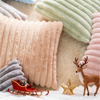 CLTYQ Kissenbezug Gestreift Kissenhülle Sofakissen Doppelseitige Kunstfell-Kissenbezüge, (2 Stück), Weihnachtsdeko-Kissenbezug,für Sofa, Couch, Schlafzimmer