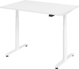 bümö® smarter Schreibtisch Serie-XDLR elektrisch höhenverstellbar mit App-Steuerung 120 x 80 cm in Weiß / Weiß