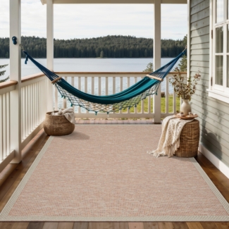 the carpet Calgary - robuster Teppich, Flachgewebe, modernes Design, ideal für Wohnzimmer, Esszimmer und Außenbereich, In- und Outdoor, Vintage-Optik, Boho-Style, Beige-Terra, 160x220 cm